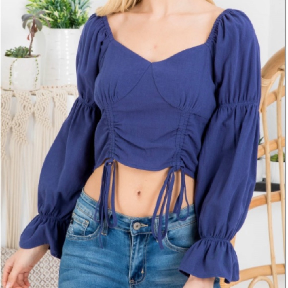 [New with Tags] Available Blue Ruffle Crop Top